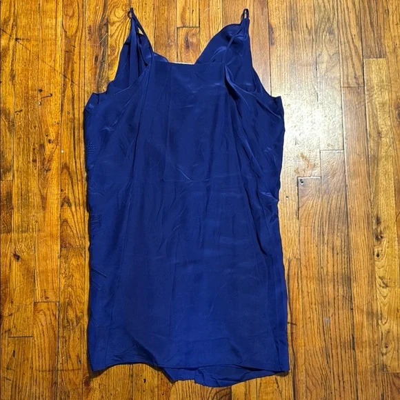 VANESSA BRUNO Women's 100% Silk Blue Slouchy Twist Detail Mini Dress‎ Size 36 - Picture 10 of 11
